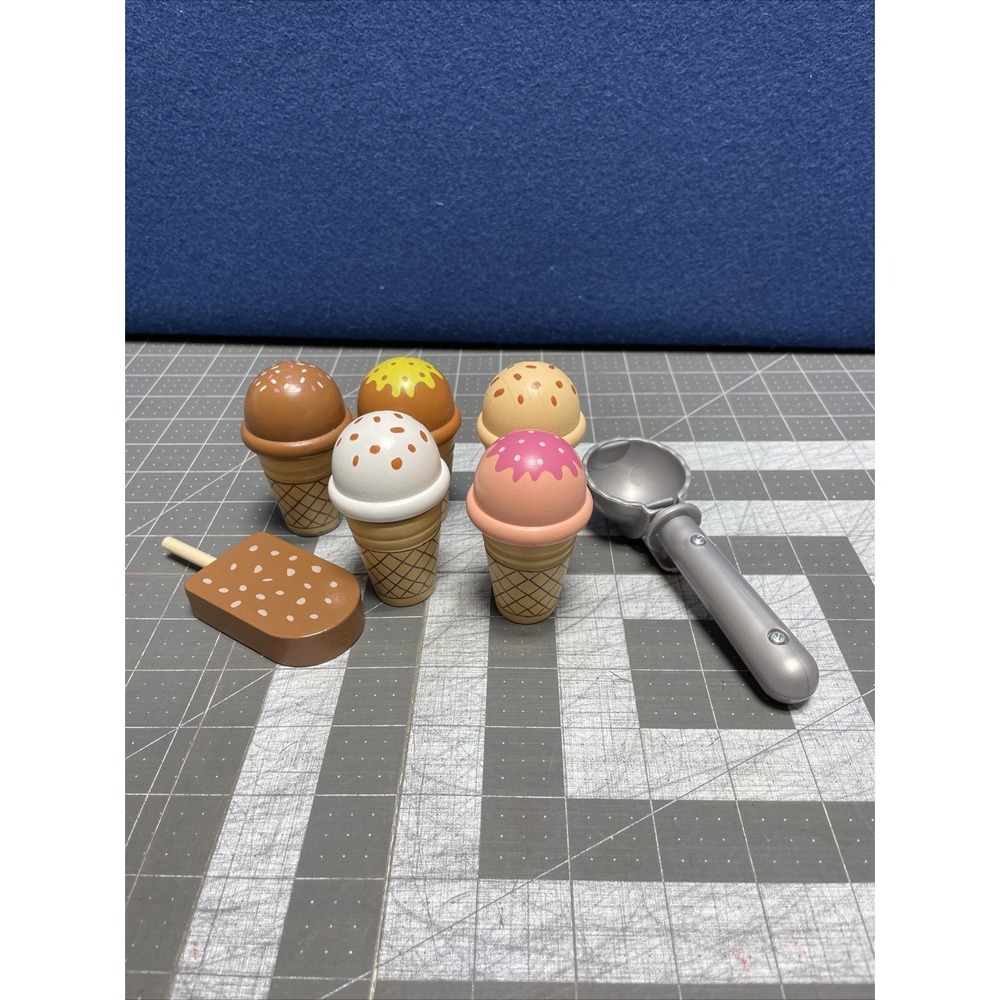 Wooden‎ Ice Cream Toys Scoop Bar Hook Loop Kids Kitchen Play Toyssa